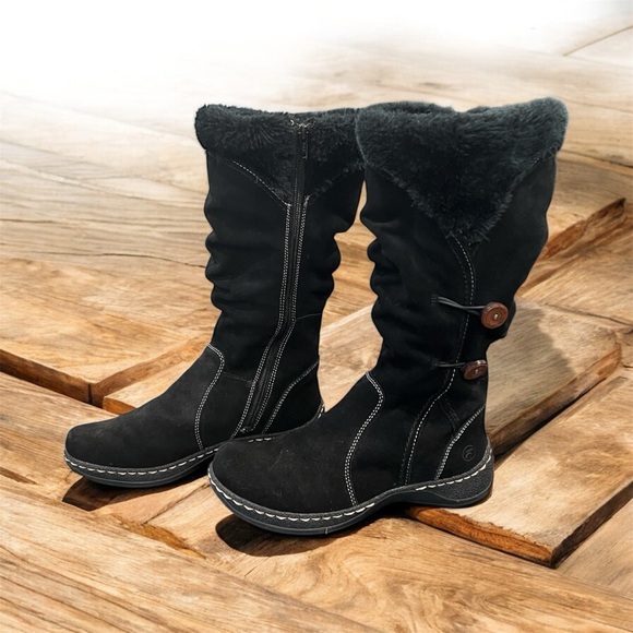 BareTraps Black Suede and Faux Fur Winter Boots Size 8 - Picture 3 of 13